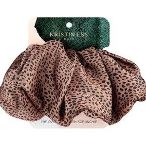 Kristen Ess Oversized Elastic Cheetah Print Satin Big Poofy Scrunchie NWT